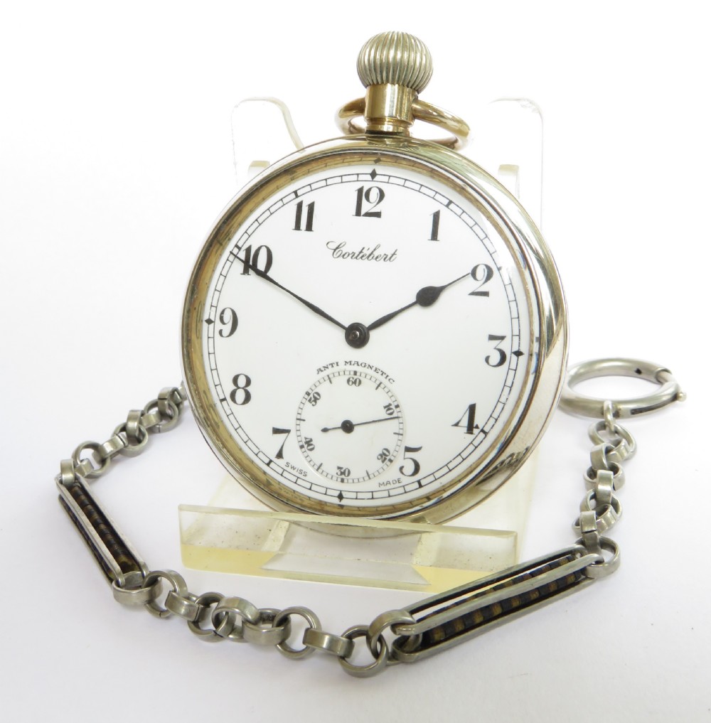 1930s Cortebert pocket watch and chain