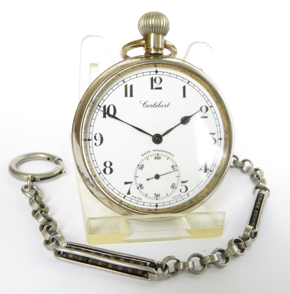 1930s Cortebert pocket watch and chain View II