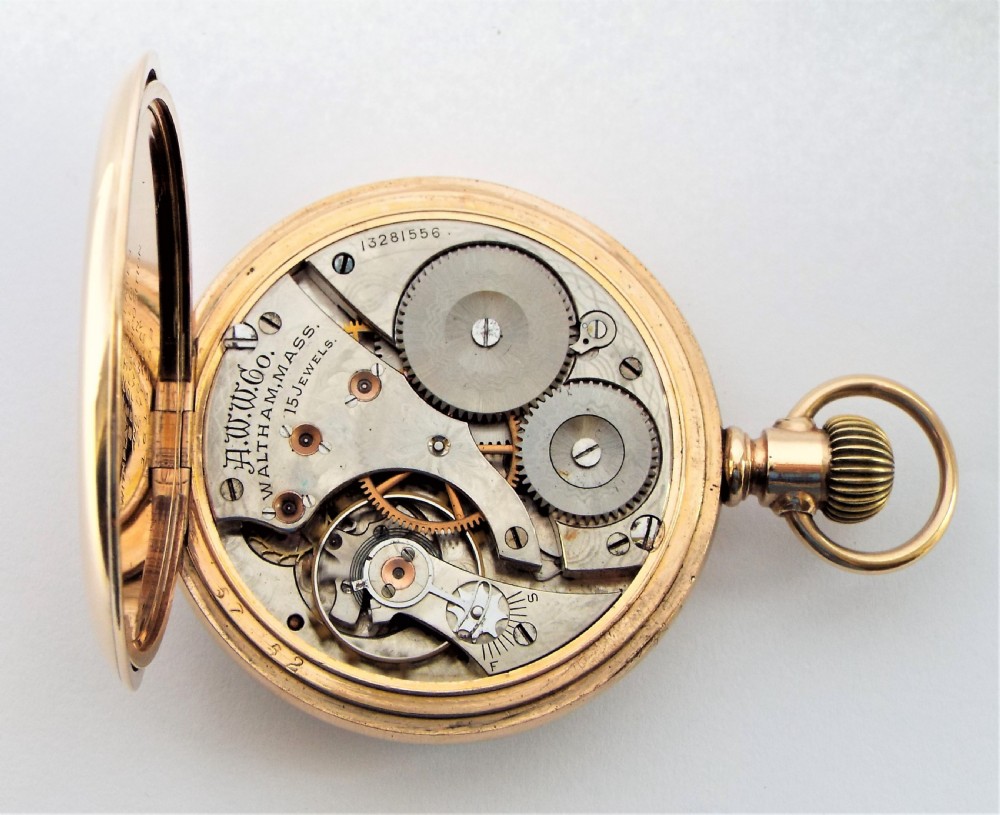 Antique 14 ct gold filled Waltham pocket watch.  View V
