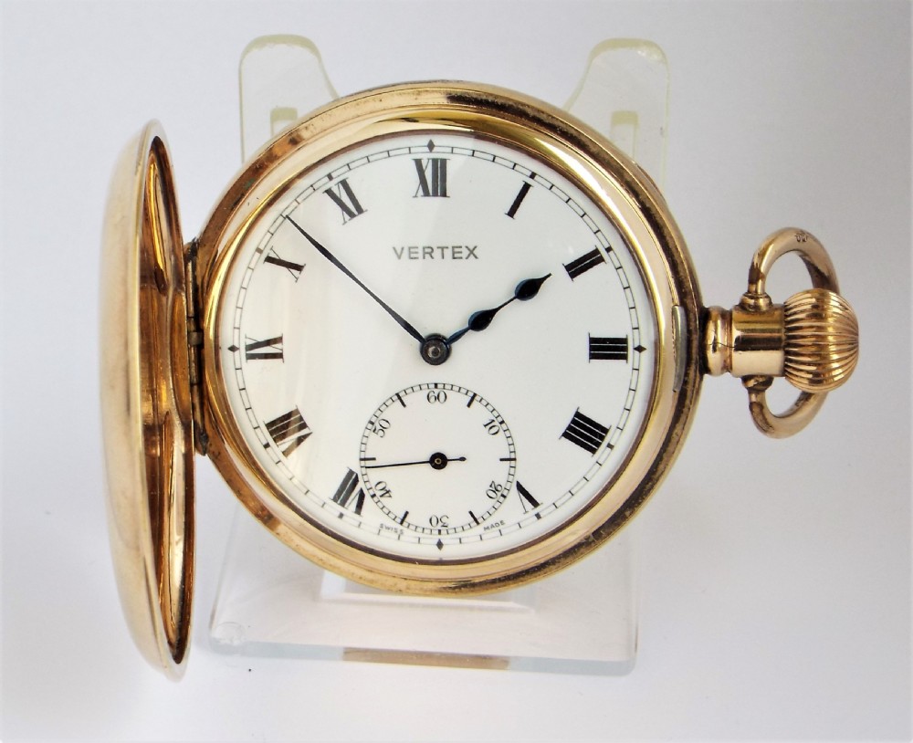 1930s Vertex half hunter pocket watch. View II