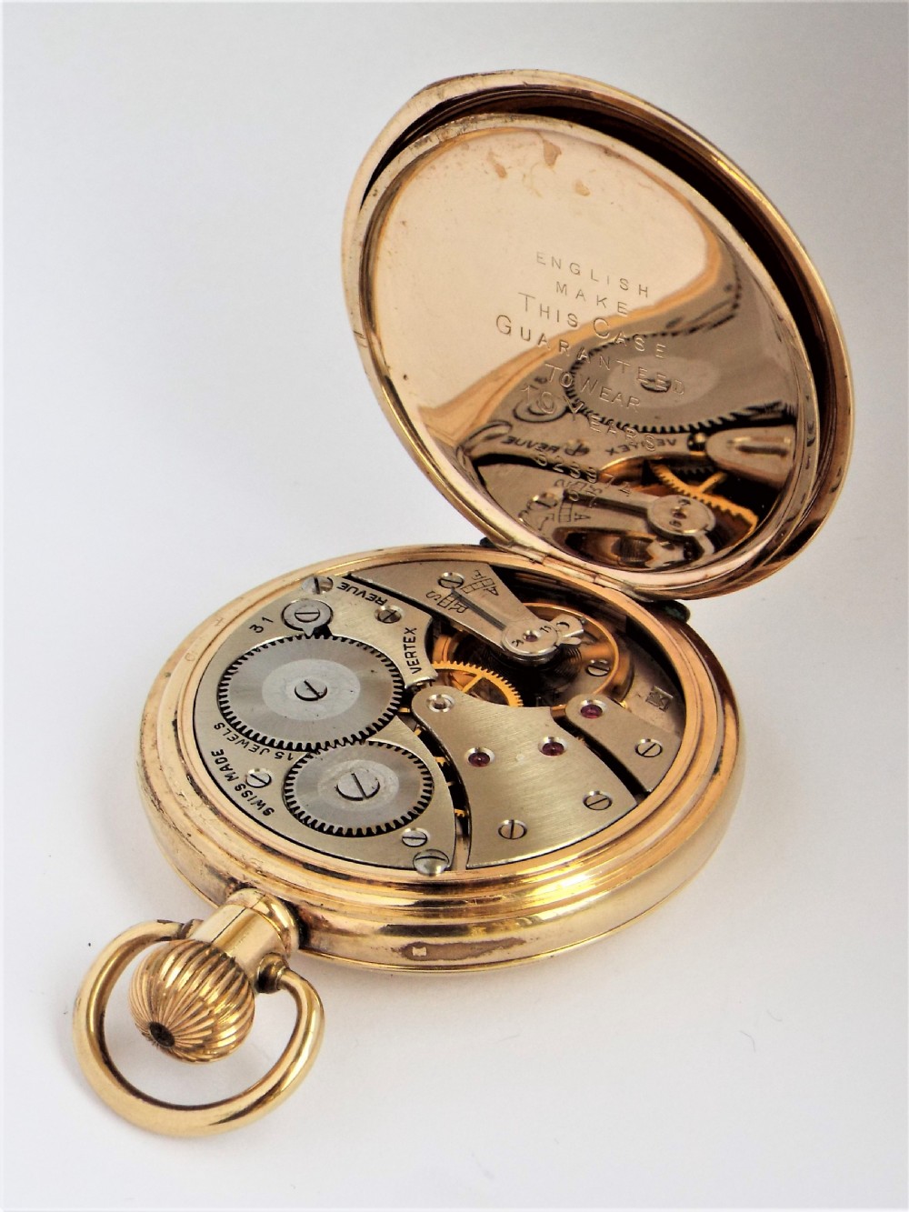 1930s Vertex half hunter pocket watch. View V