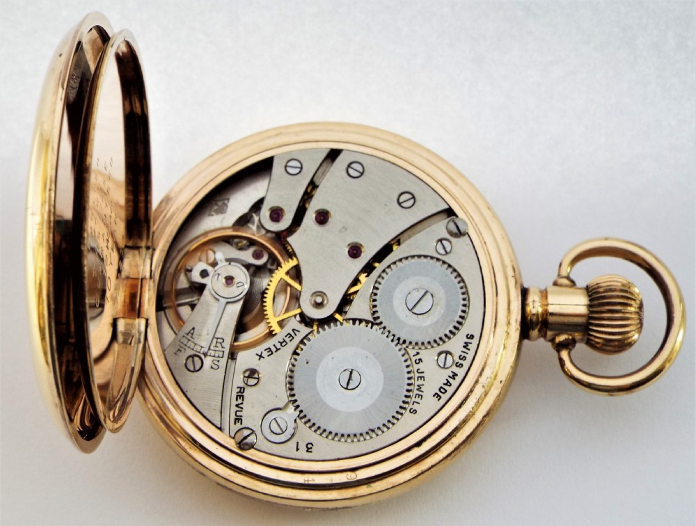 1930s Vertex half hunter pocket watch. View VI