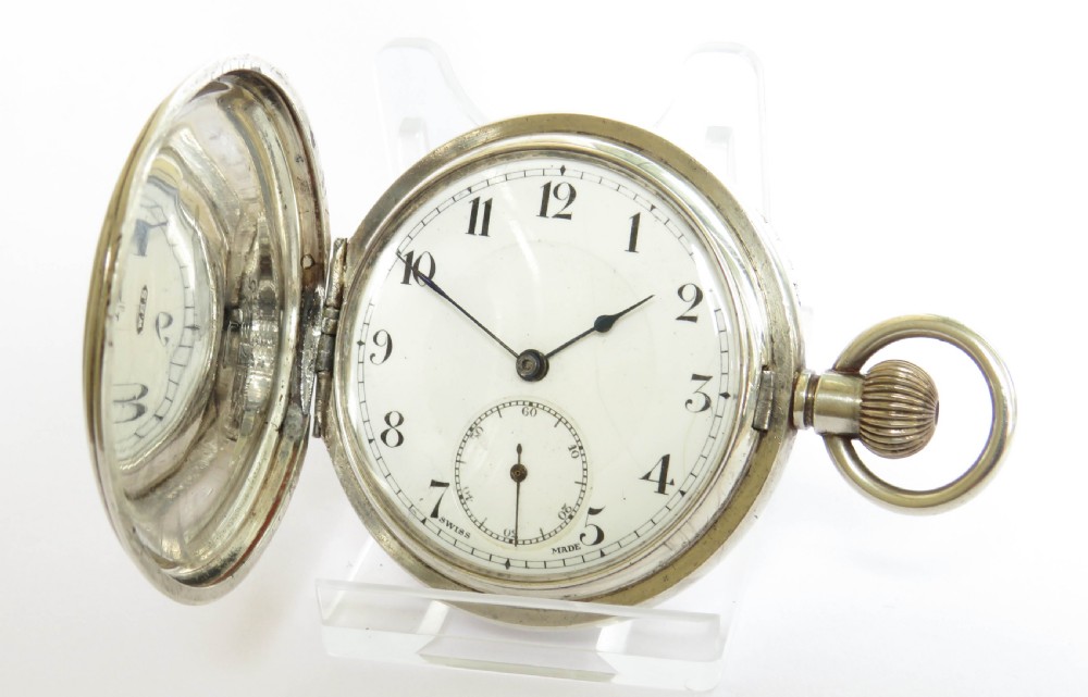 Antique silver Frigott full hunter pocket watch