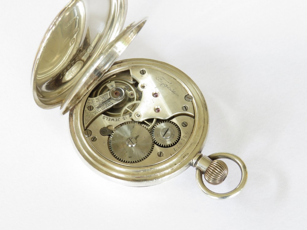 Antique silver Frigott full hunter pocket watch View III