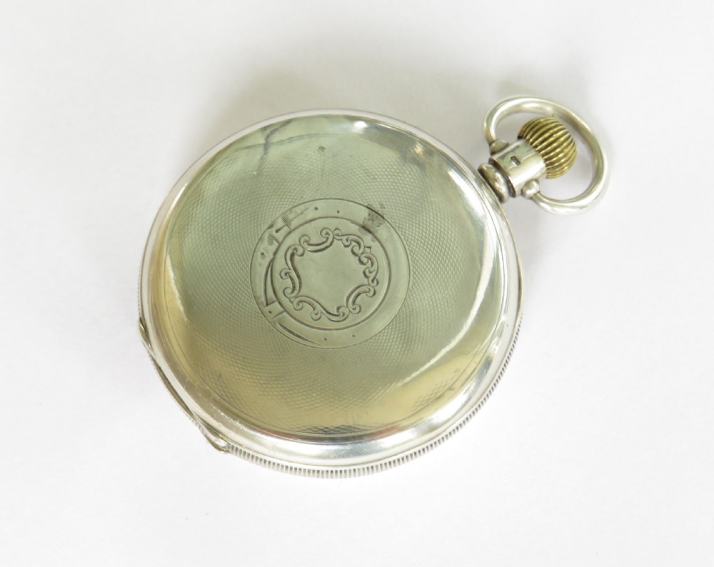 Antique silver Waltham Traveler half hunter pocket watch View VI