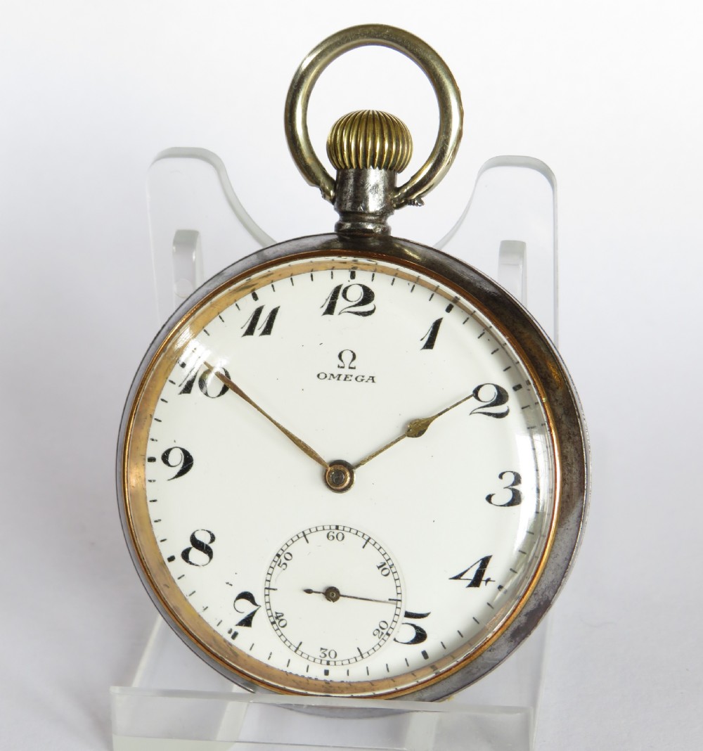 Antique Omega gun metal pocket watch