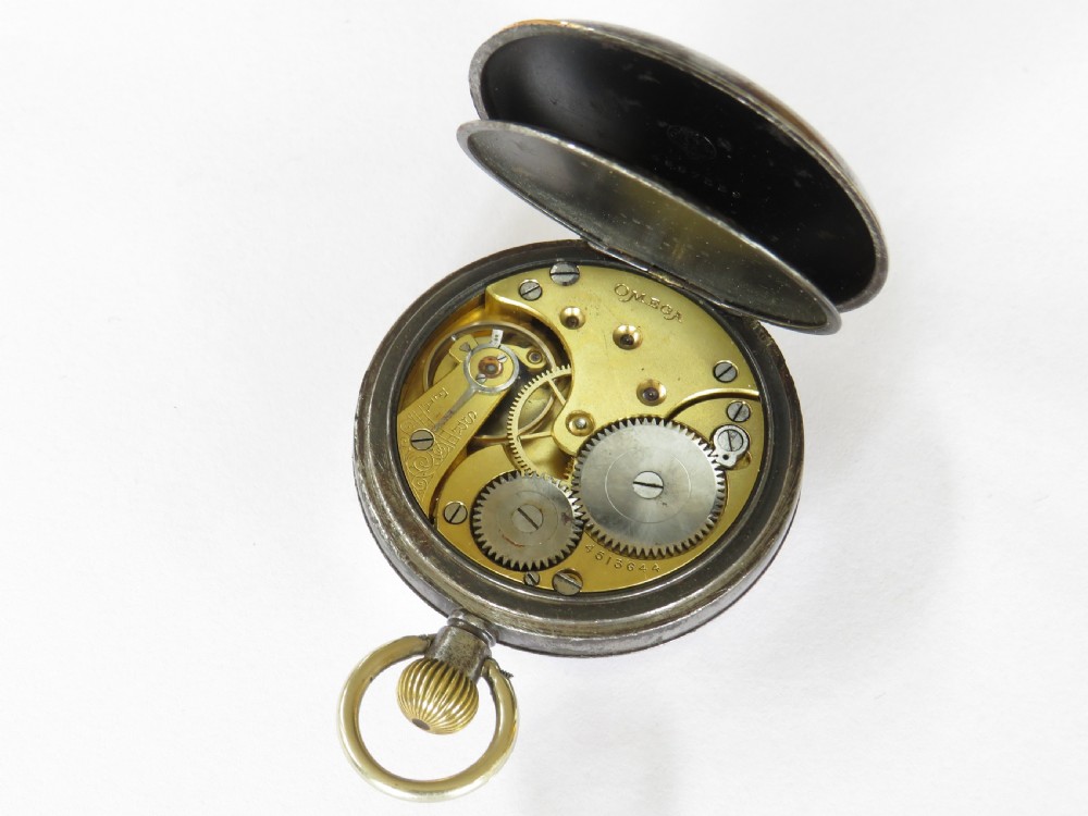 Antique Omega gun metal pocket watch View IV