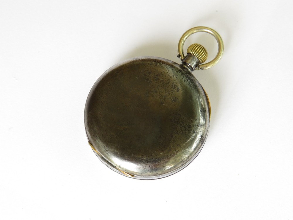 Antique Omega gun metal pocket watch View V