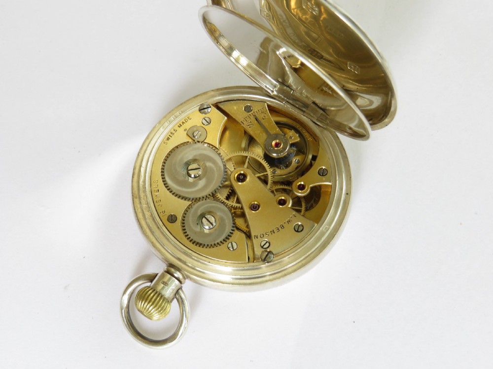 1933 Cyma silver half hunter pocket watch for J W Benson View III