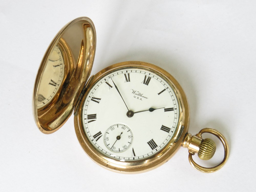 Antique Waltham Traveler full hunter pocket watch, 1916 View VI