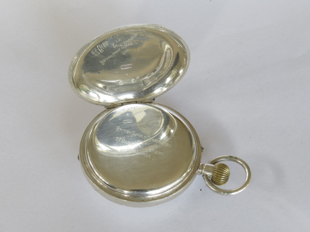 Antique silver half hunter pocket watch View V