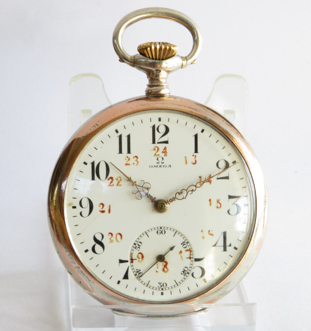 Antique silver Omega pocket watch View II