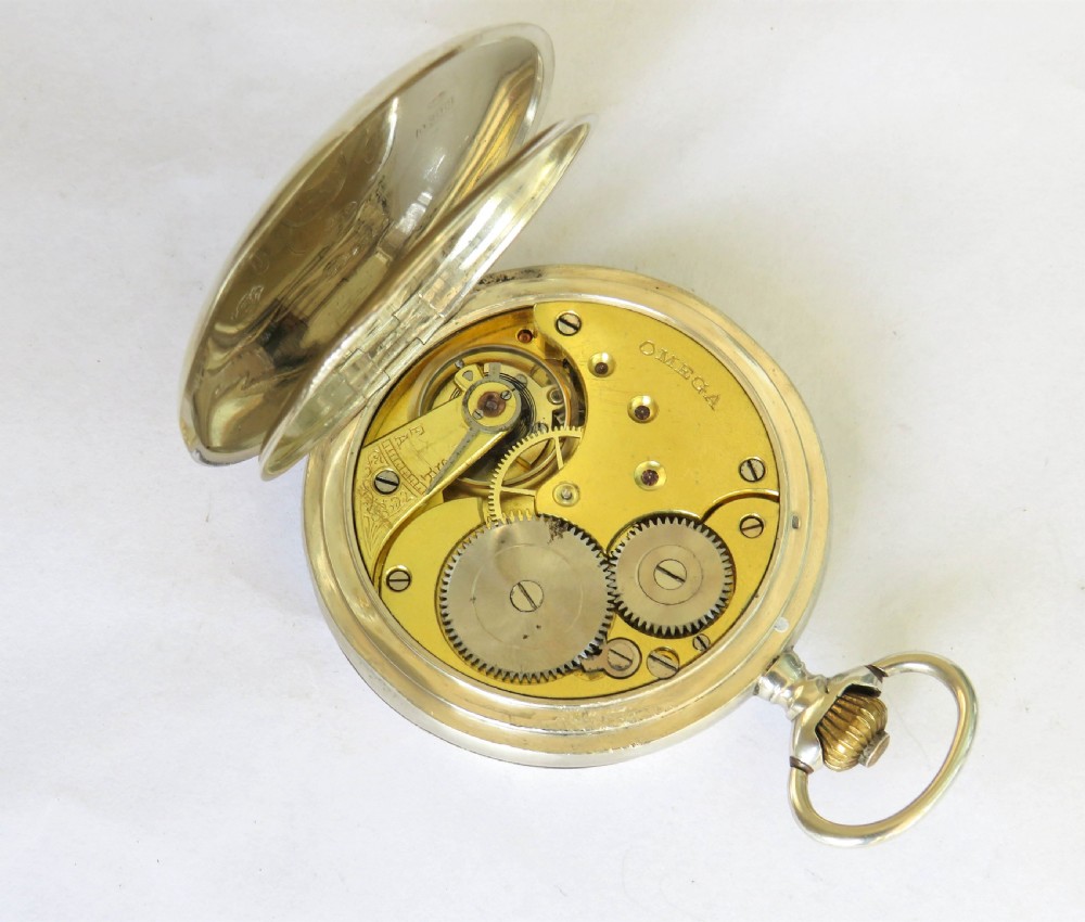 Antique silver Omega full hunter pocket watch, c1910 View IV