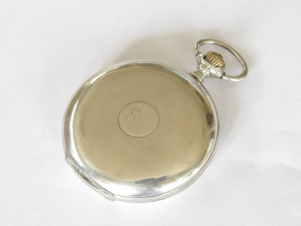 Antique silver Omega full hunter pocket watch, c1910 View VI
