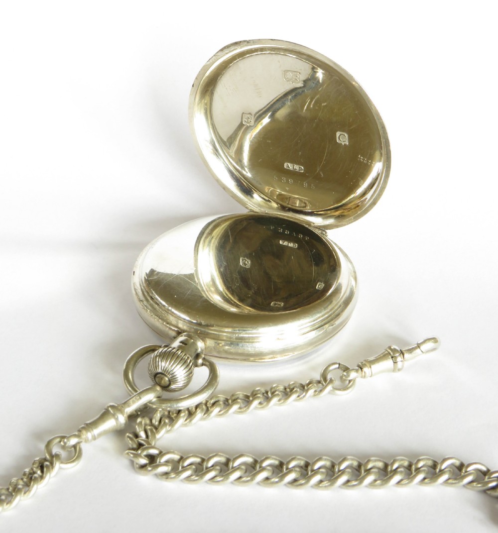 Antique Swiss silver pocket watch and chain View IV