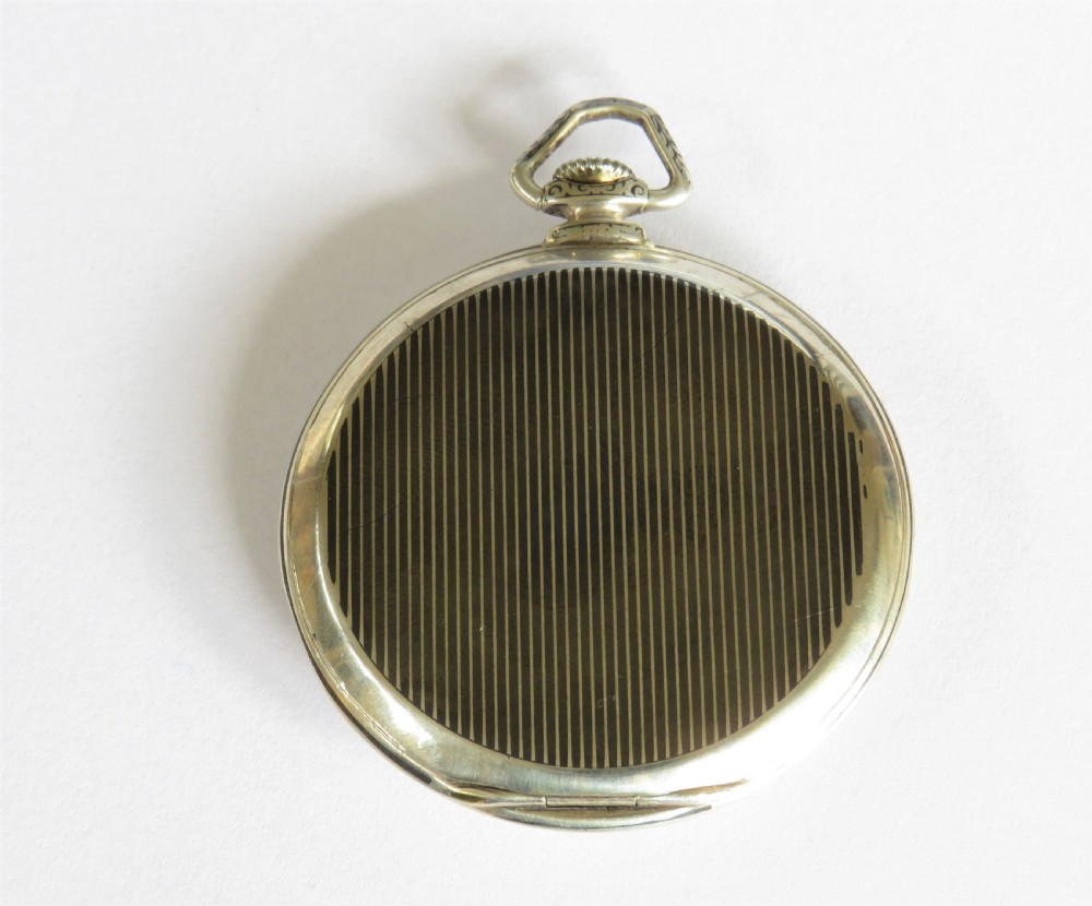 1930s Mido silver niello ware pocket watch View IV