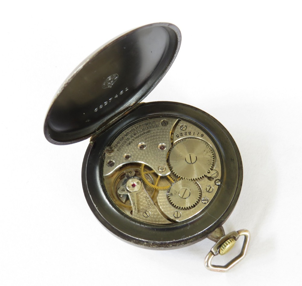 Antique Omega gun metal pocket watch View IV