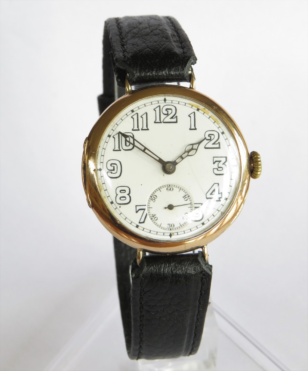 Gents 9ct gold Vertex wrist watch, 1925 View II