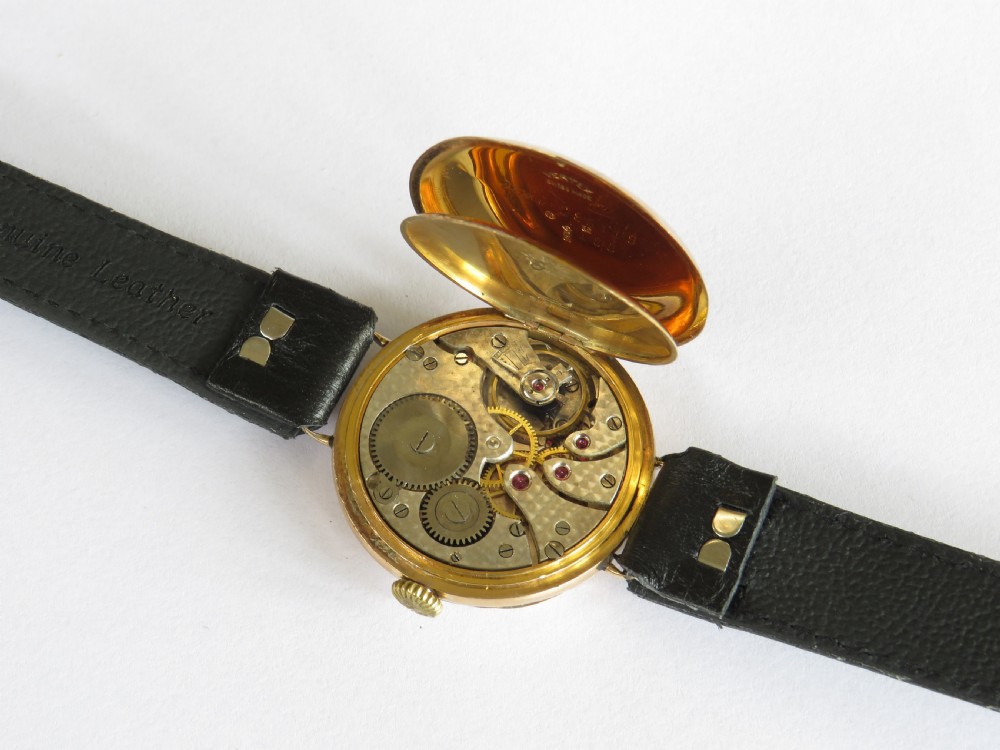 Gents 9ct gold Vertex wrist watch, 1925 View III