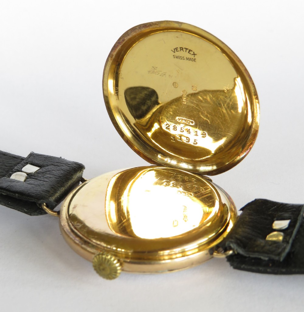 Gents 9ct gold Vertex wrist watch, 1925 View IV