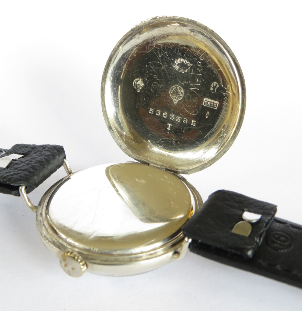 Gents antique silver Omega trench watch, c1914 View IV