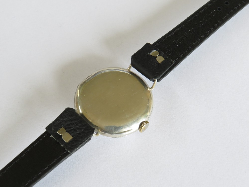 Gents antique silver Omega trench watch, c1914 View V