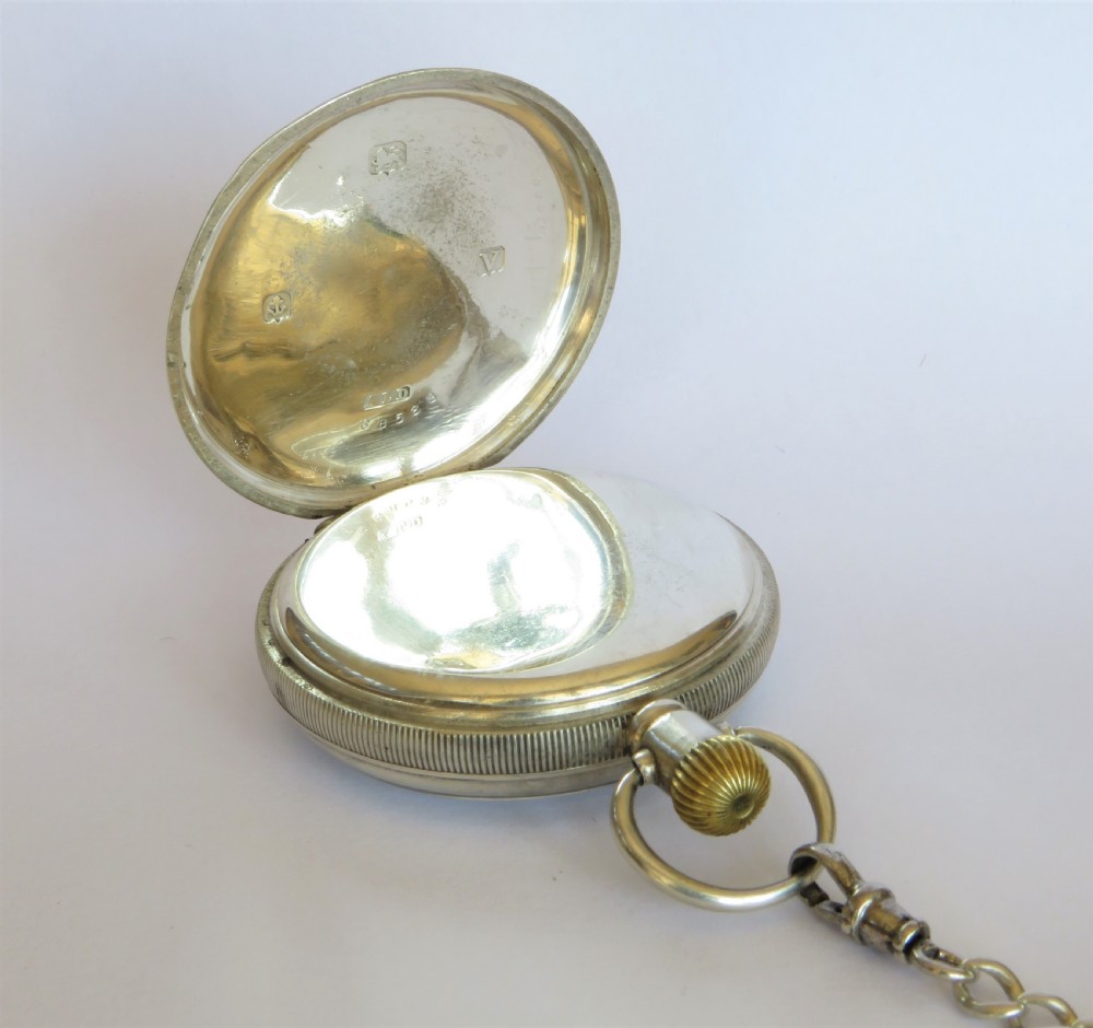 Antique silver Waltham Bond Street pocket watch and chain View IV