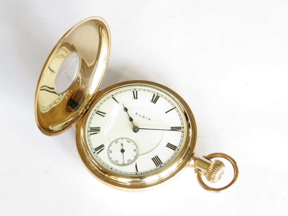 Antique Elgin G M Wheeler half hunter pocket watch View III