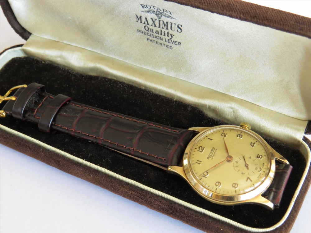 Gents 9ct gold Rotary Maximus wristwatch, 1952 View III