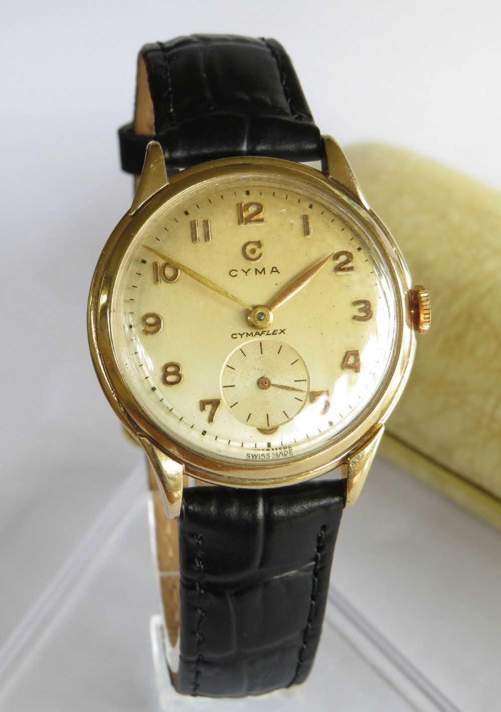 Gents 9ct gold Cyma wrist watch, 1954 View II