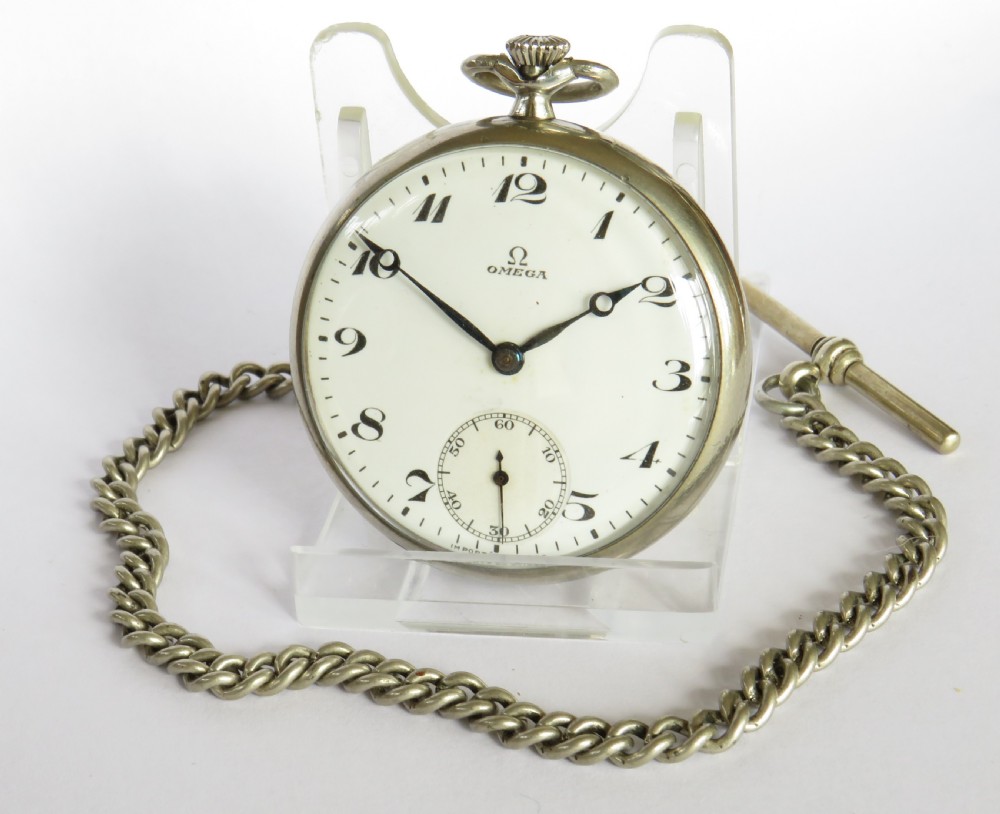 1930s Omega pocket watch with chain
