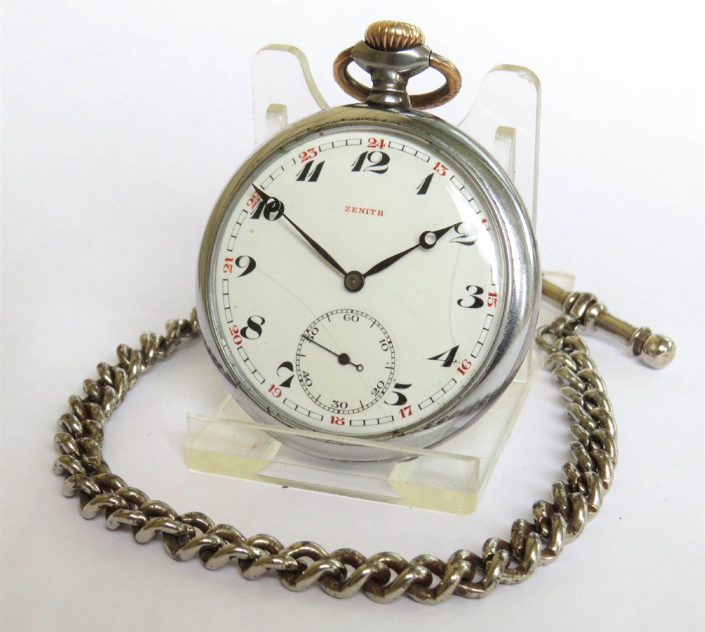 Antique Zenith pocket watch and chain