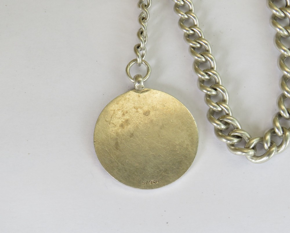 Antique silver pocket watch chain, Newbury Challenge Cup View III
