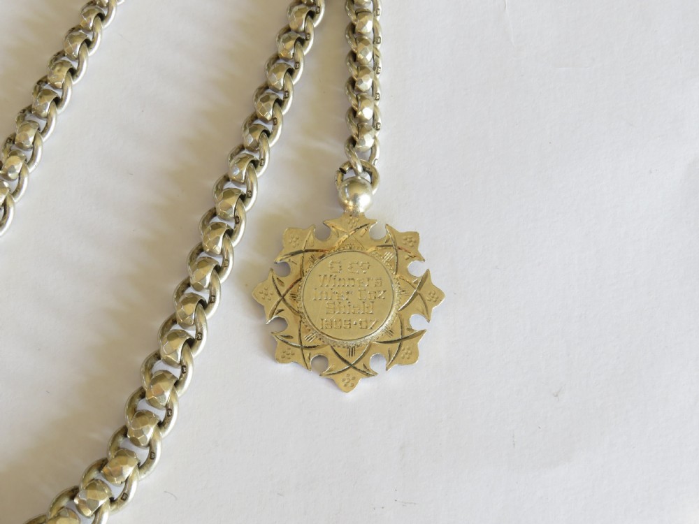 Unusual 1920s silver watch chain and fob View III
