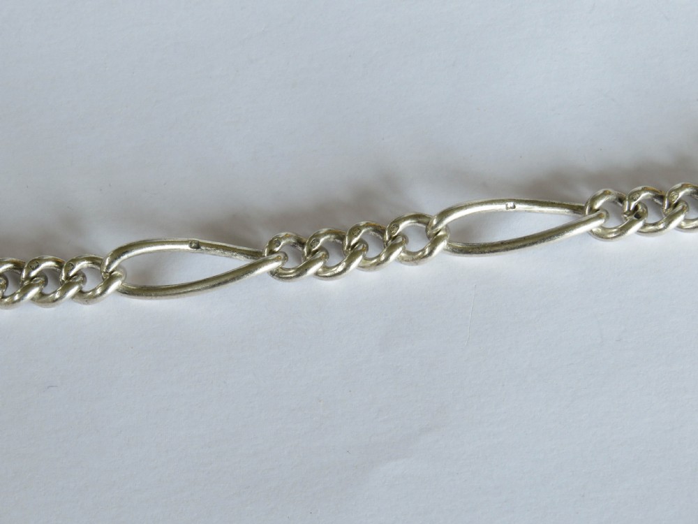 Antique silver watch chain and George III coin View IV