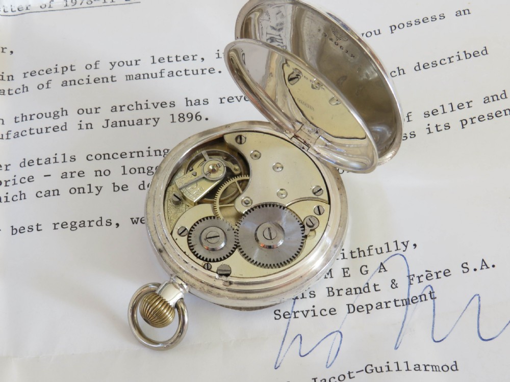 Antique silver Omega pocket watch View III