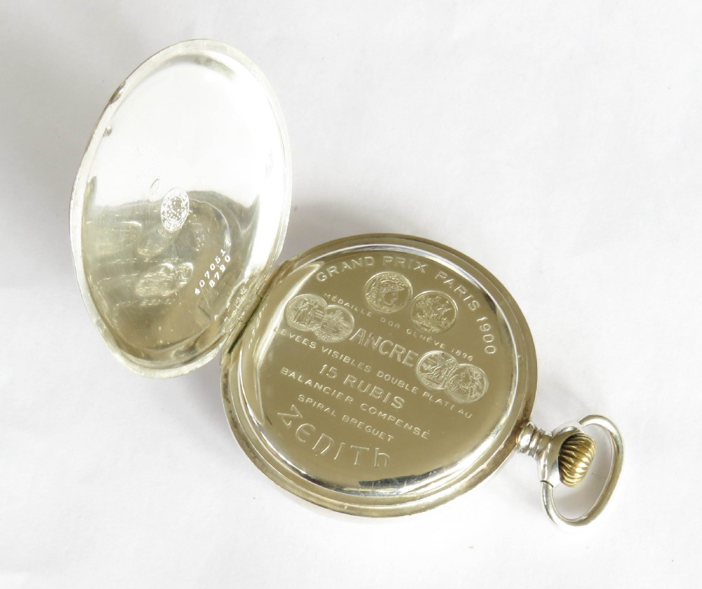 Antique silver Zenith pocket watch View III