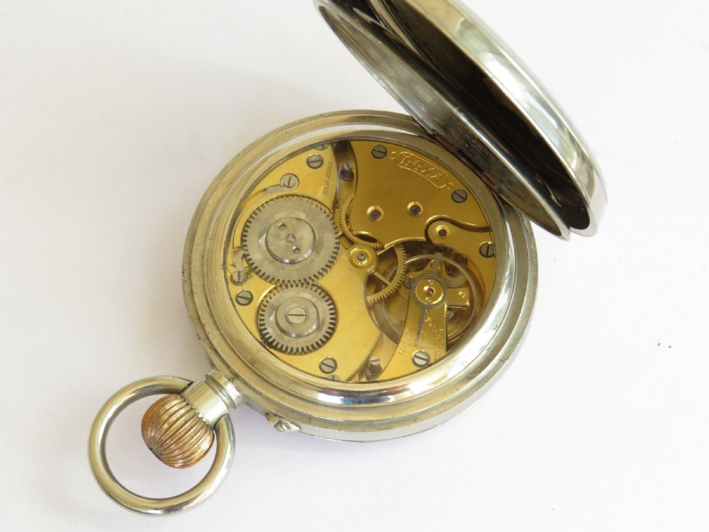 Antique silver cased travel clock, 1898 View V