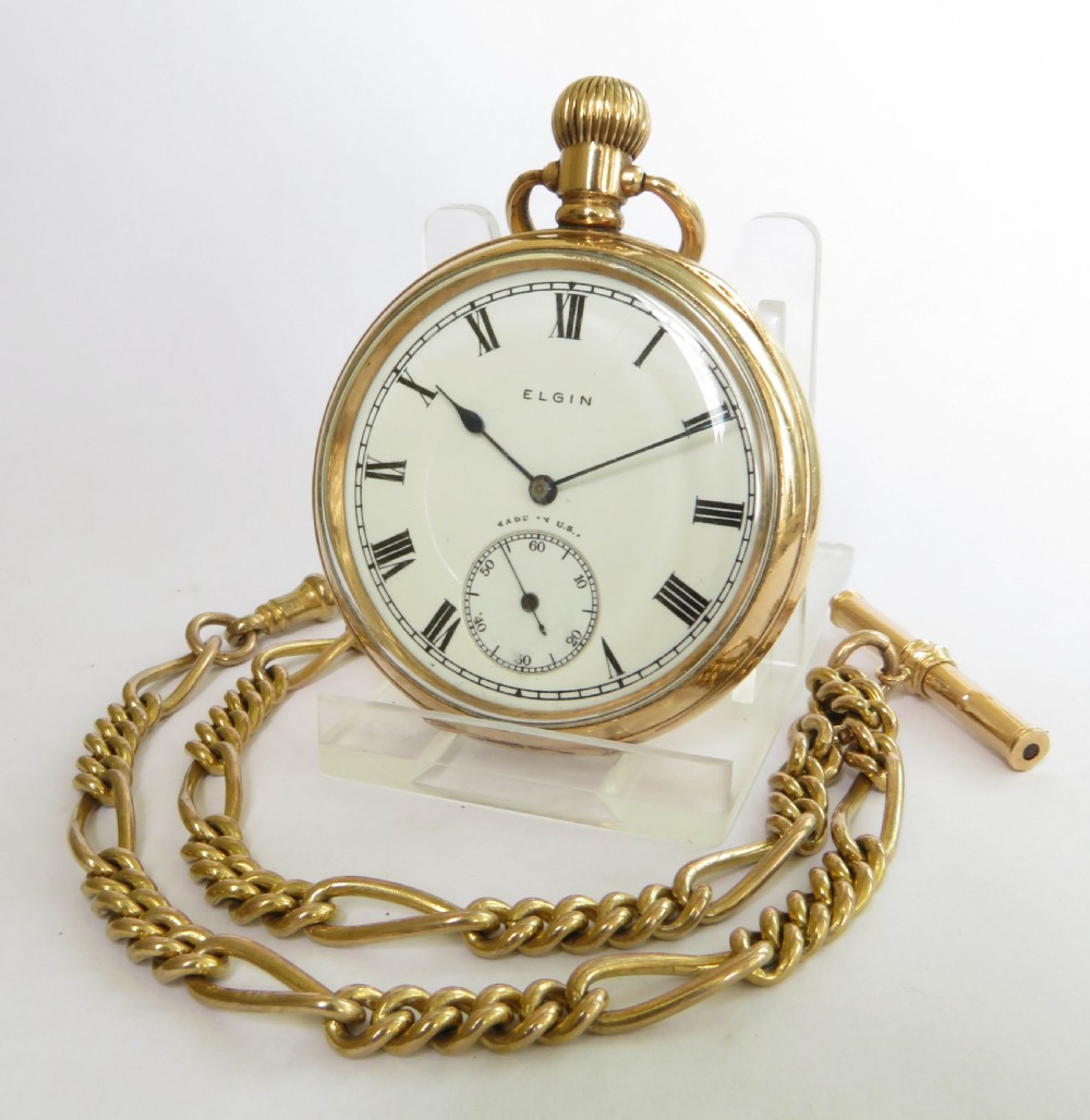 Antique Elgin pocket watch and chain