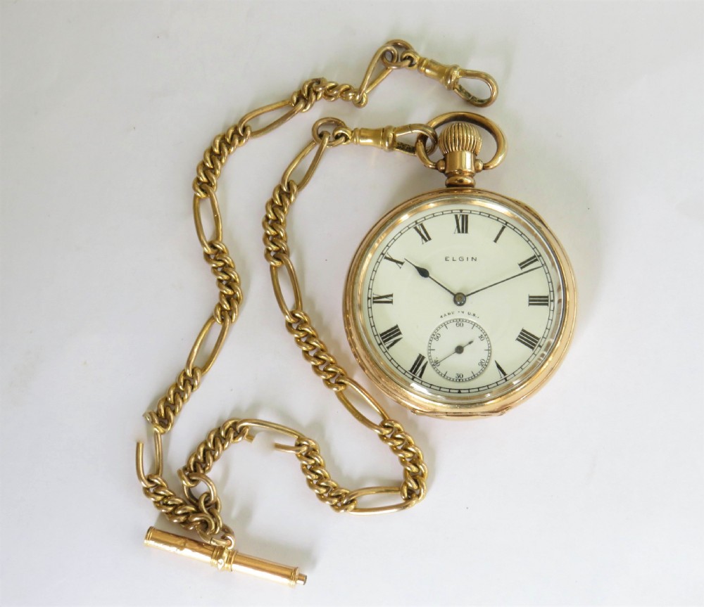 Antique Elgin pocket watch and chain View II