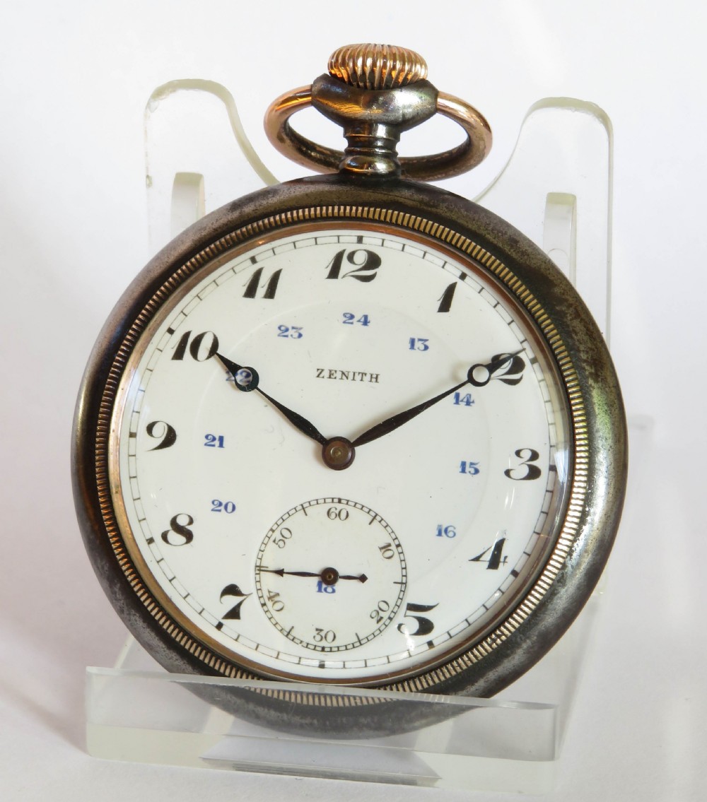 Antique Favre-Jacot Zenith gun metal pocket watch
