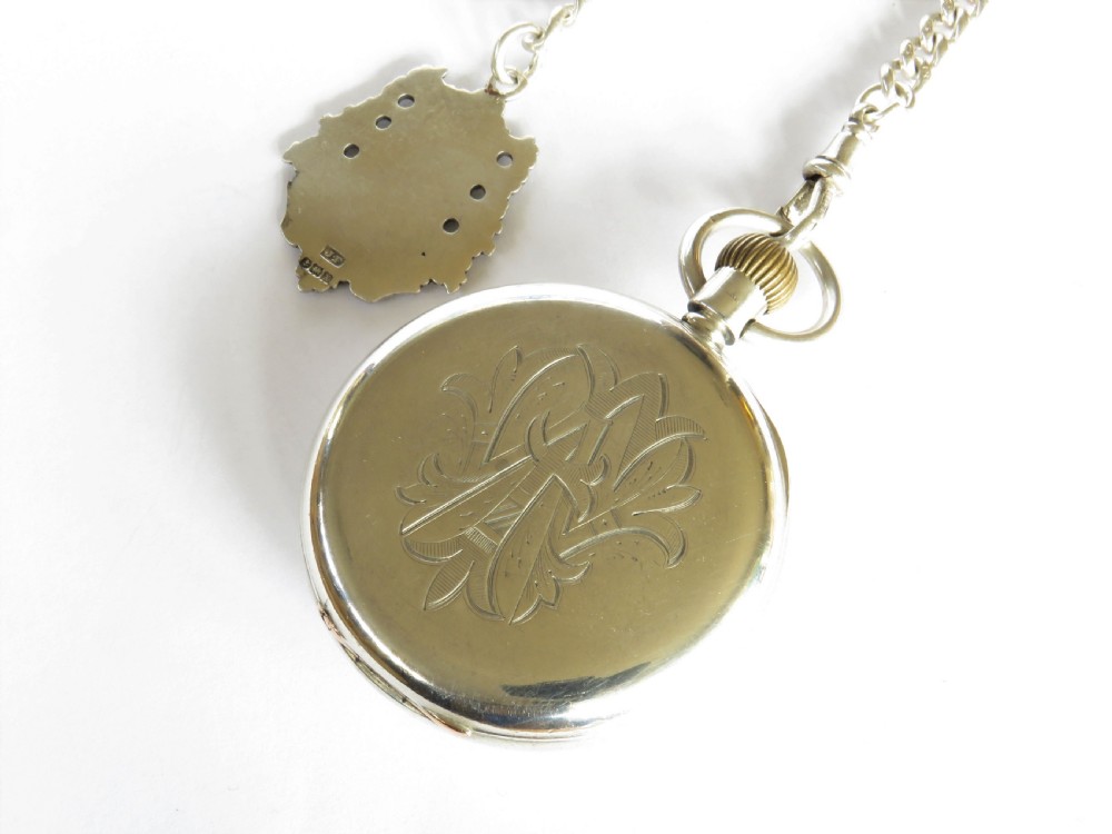 Silver Waltham Riverside pocket watch & chain View V