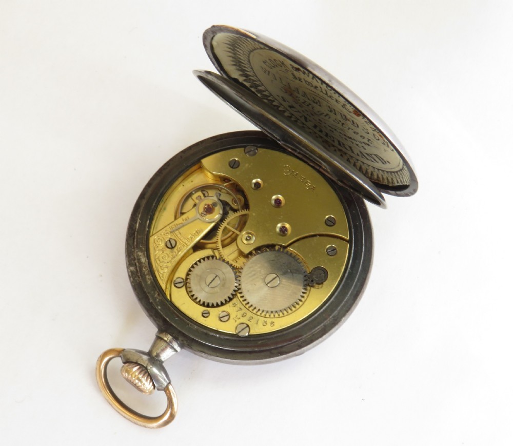 Antique Omega gun metal pocket watch View IV