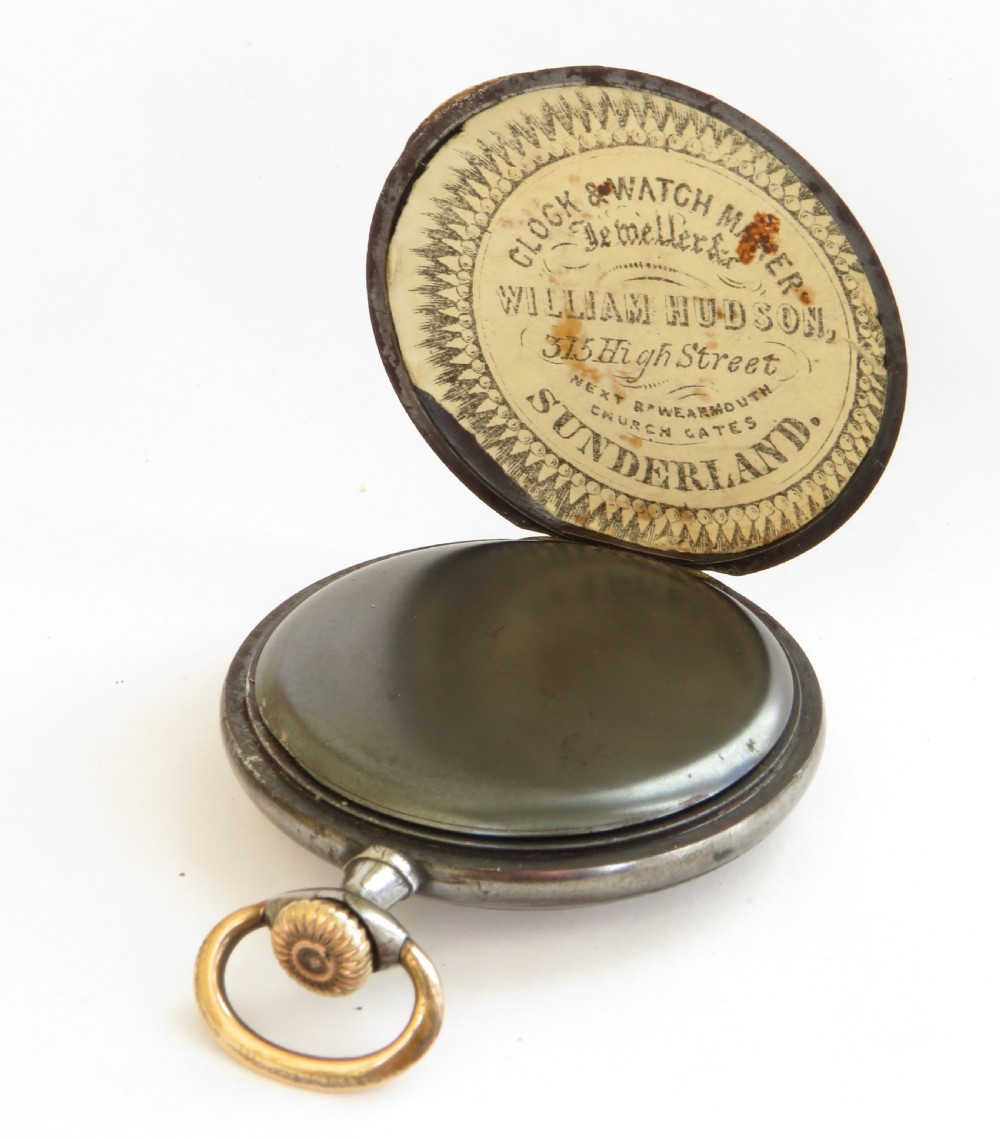 Antique Omega gun metal pocket watch View VI