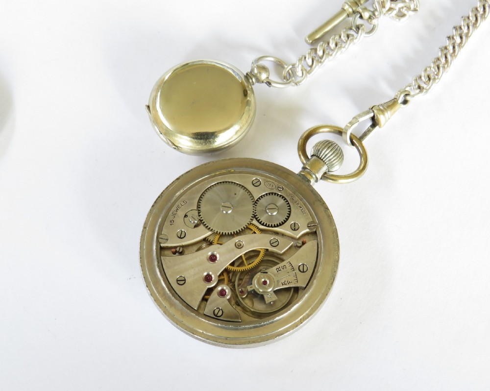 WW2 Unitas military pocket watch, chain and compass View III