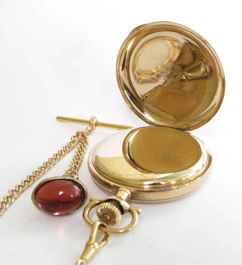 Antique Elgin full hunter pocket watch and chain View III