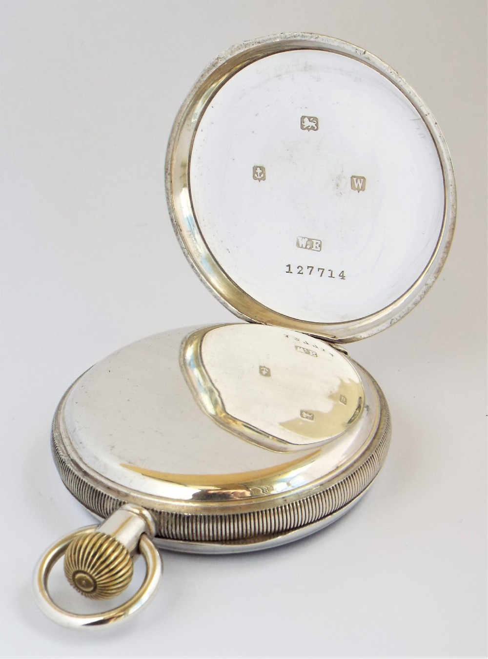 Antique silver English lever pocket watch originally retailed by Johnson & Son Sheffield View III