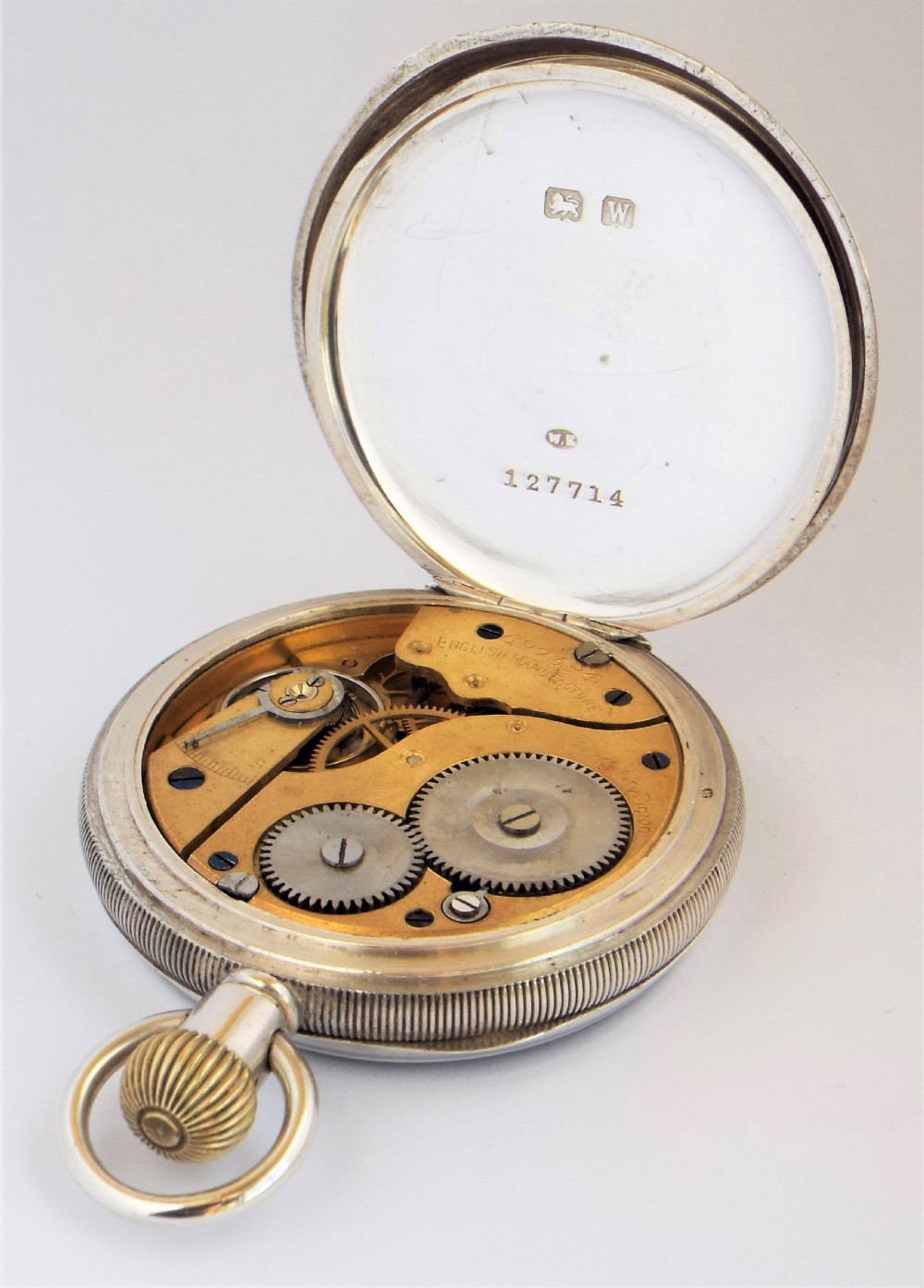 Antique silver English lever pocket watch originally retailed by Johnson & Son Sheffield View IV