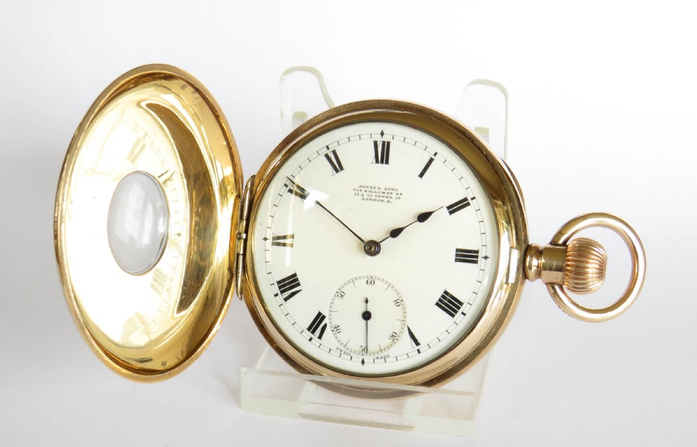 Antique Omega half hunter pocket watch, c1900 View II