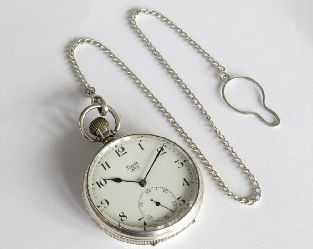 1932 silver Limit No 2 pocket watch with chain View II